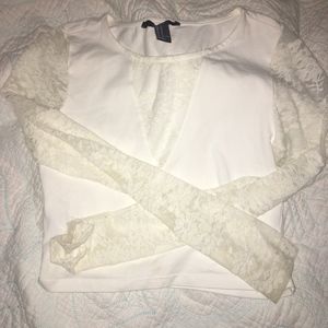 Forever 21 Lace White Long Sleeve top